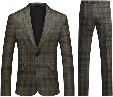 ALLTHEMEN Heren Pak Print - Enkel Knops Middensplit - Tweedelig pak - M