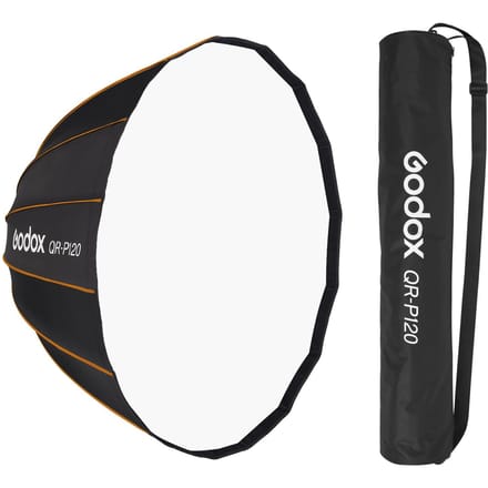Godox Professionele parabolische softbox 120 cm diffuser Bowens Mount met draagtas voor studio Bowens Mount black