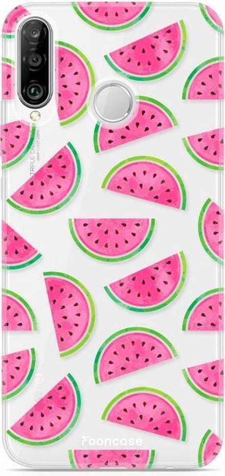 Fooncase Hoesje Geschikt voor Huawei P30 Lite - Shockproof Case - Back Cover / Soft Case - Watermeloen