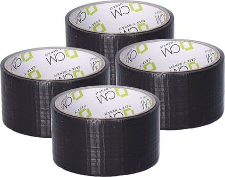 CM Duct tape - zwart - 4x rol- 48mm x 10m - binnen/buiten