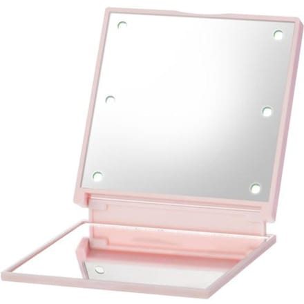 Mini miroir de maquillage LED pliable, Portable, avec 6 LED, miroir cosmétique double face rose