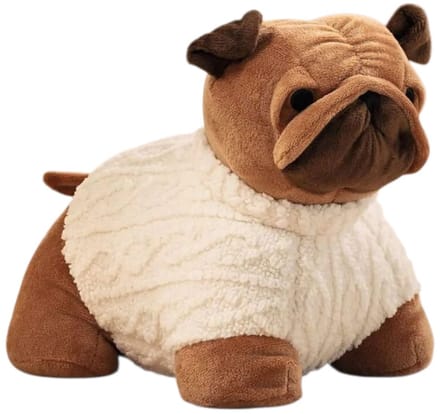 Home & Deco Deurstoppers Max de mops hond 1 kilo bruin - wol wit