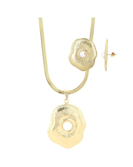AKZENT Akzent Damen Schmuckset Edelstahl, Perle, Statement-Schmuckset, Big & Bold, goldfarben