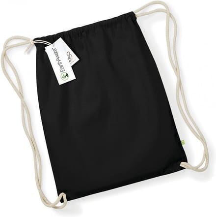 Westford Mill EarthAware® Organic Gymsac WM810 - Black - 37 x 47 cm