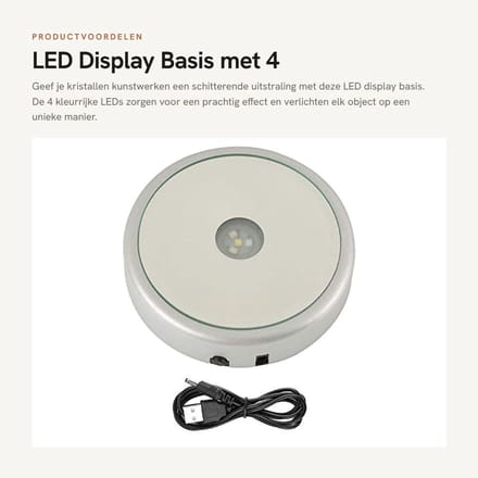 Dailygoods - LED Display Basis met 4 Kleurrijke LEDs voor Kristallen Kunst