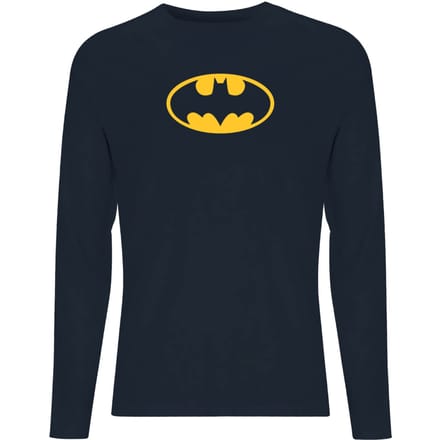 Justice League Batman Logo Men's Long Sleeve T-Shirt - Navy - M