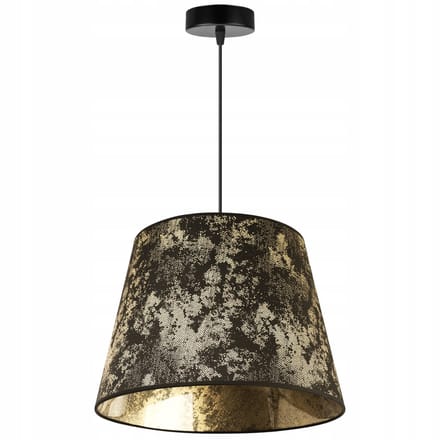 Light Home WERONA - Hanglamp 1-Lichts - Stoffen Kap Ø35 cm Zwart/Goud - E27