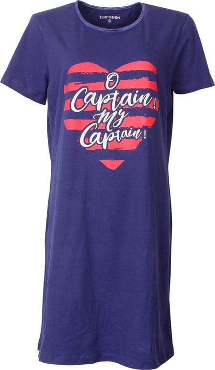 Temptation Dames Bigshirt - Nachthemd - Blauw - Maat M