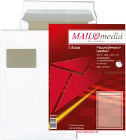 Verzendenvelope wit met kartonnenbescherming, venster.