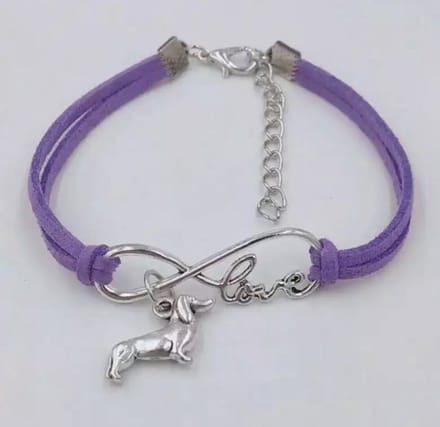 12Getit Armbandje Paars met Teckel en infinity Love hangertje