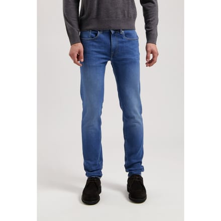 Mud Jeans Dunn Low Tapered Pure Blue Maat: W36L36 | Slim Jeans Outlet | Heren | Blauw