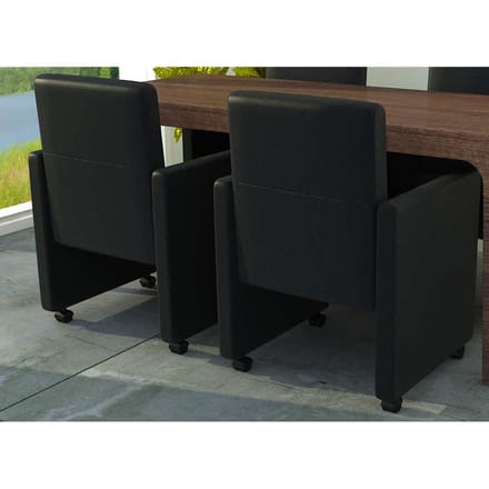 vidaXL - Eetkamerstoelen - 2 - st - kunstleer - zwart