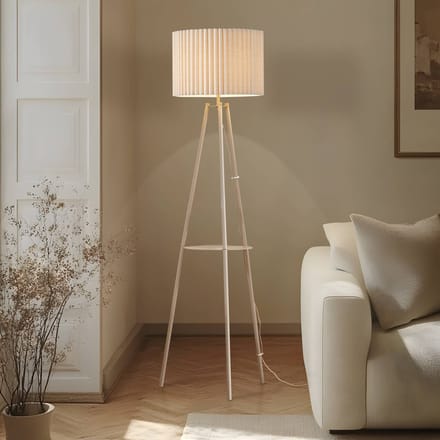 Lindby - vloerlamp- Driepoot - - 1licht - Linnen, metaal - H: 155 cm - E27 - crèmekleurig