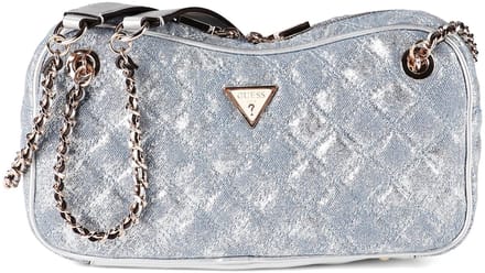 GUESS schoudertas Giully II Shoulder Satchel Metallic Denim blauw