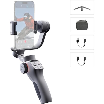 FUNSNAP Capture 5 3-assige stabilisator Gimbal-stabilisator met LCD-scherm voor smartphone 450 g / 0,99 lbs without AI Active Tracker Module zwart