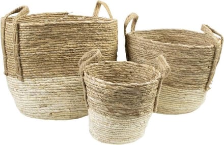 manden naturel ecru (set van 3)*