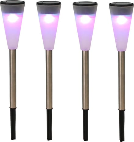 Tuinverlichting prikspot - LED - gekleurd - RVS - 36 cm - solarlamp - tuinlampen - solar