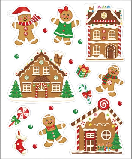 Anna's Collection Kerst raamstickers peperkoek mannetje - vel van 34 x 28 cm - raamdecoratie - raamversiering