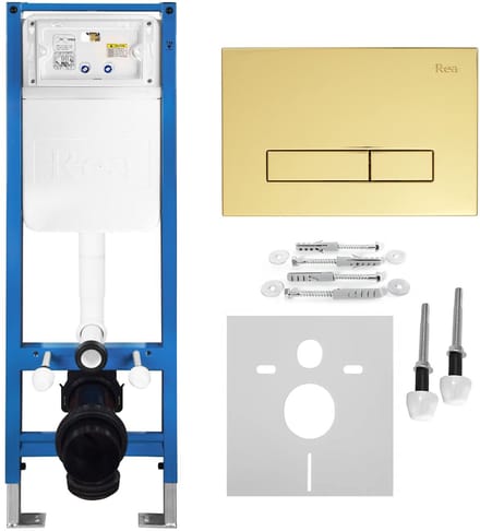 Rea - Inbouwframe Set Voor Wc Slim 024n Met Hd Gold Bedieningsplaat