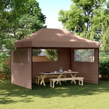 vidaXL - Partytent - inklapbaar - pop-up - met - 3 - zijwanden - bruin