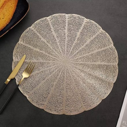 4x Placemat Tanya - Goud - Rond - Feest / Kersttafel - Chique - 38cm