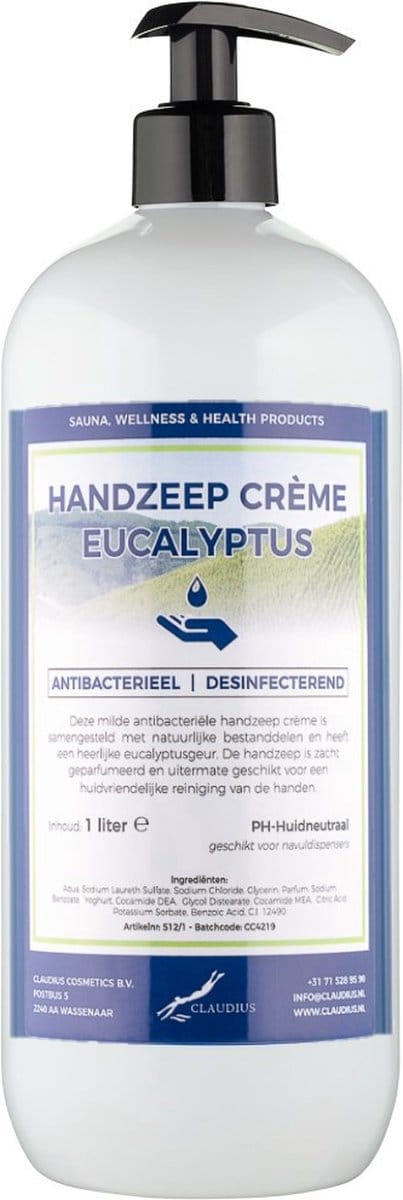 Handzeep Crème Eucalyptus 1 liter - met gratis pomp