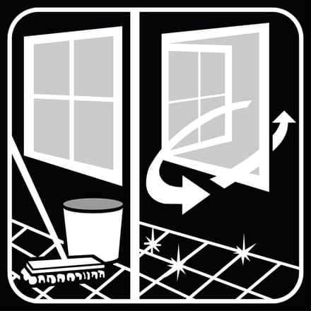 Na gebruik ruimte ventileren sticker 300 x 300 mm