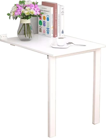 Opvouwbare Wandtafel - Klaptafel Bureau - Ruimte Besparen - Met Steunpoten - 80 cm - Wit