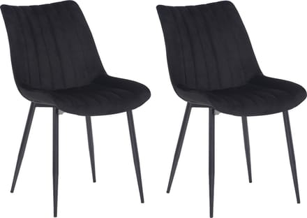 CLP Rahden Set van 2 Eetkamerstoelen - Fluweel zwart