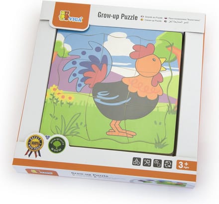 Viga Toys Vormenpuzzel Kip 4-laags Junior Hout 21 Stukjes