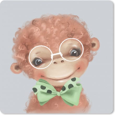 Muismat 20x20 cm - Mousepad Aap - Kinderen - Strik - Muismatten