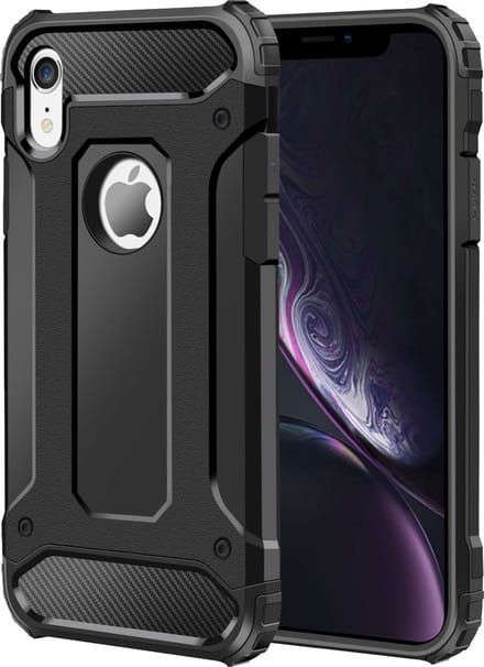 Ntech hoesje Geschikt voor iPhone Xs Max Dual layer Rugged Armor hoesje - Zwart