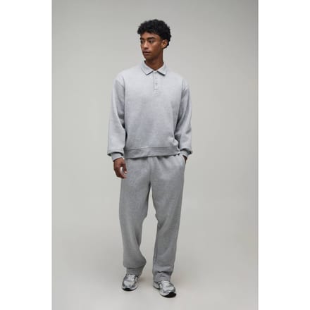 Oversized Boxy Rugby En Rechte Pijp Joggingbroek | Grey Marl | Size XS