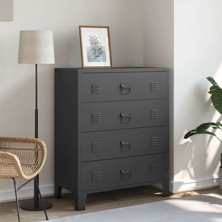 vidaXL Opbergkast Industriële Stijl voor Slaapkamer 78x40x93 cm Zwart Metaal - Opbergkist voor Meer Opbergruimte