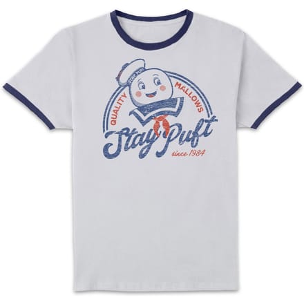Ghostbusters Stay Puft Unisex Ringer T-Shirt - White/Navy - S