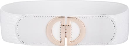 Amodi - Dames riem met Mooie Gesp - Elastische Damesriem - Stretch - Modern - Jurk - Jas - Vest - Colbert - Tailleriem - Mode - Wit