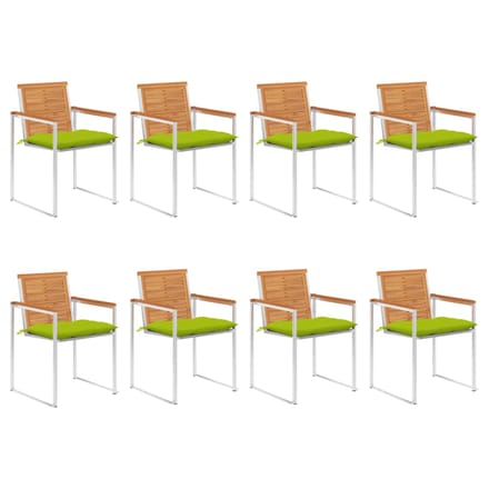 vidaXL - Tuinstoelen - 8 - st - met - kussens - massief - acaciahout