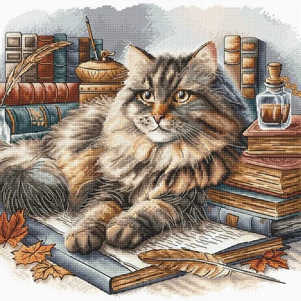 Borduurpakket AVA Stitch - Wise Cat - Wijze Kat - 089