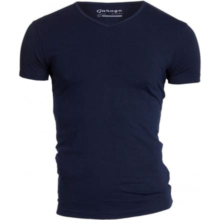 Garage 202 - Bodyfit T-shirt V-hals korte mouw navy L 95% katoen 5% elastan