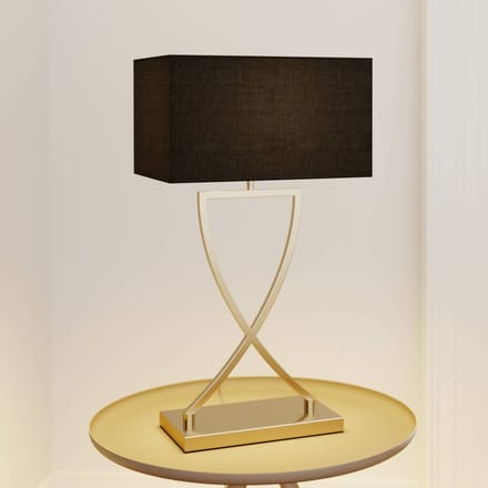 Lucande - Tafellamp - 1licht - Metaal, stof - H: 66 cm - E27 - messing, zwart