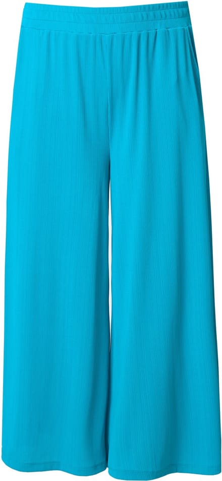 Ulla Popken - Dames - Broekrok extra wijde pijpen elastische tailleband - Aqua turquoise - Maat 50+