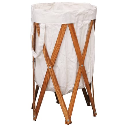 vidaXL - Wasmand - inklapbaar - hout - en - stof - crème
