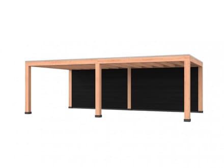 Douglas overkapping, 750 x 400, met achterwand, Westwood Modern Basic zwart