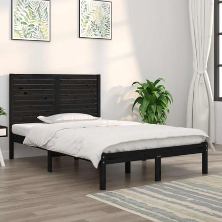 vidaXL - Bedframe - massief - hout - zwart - 140x190 - cm