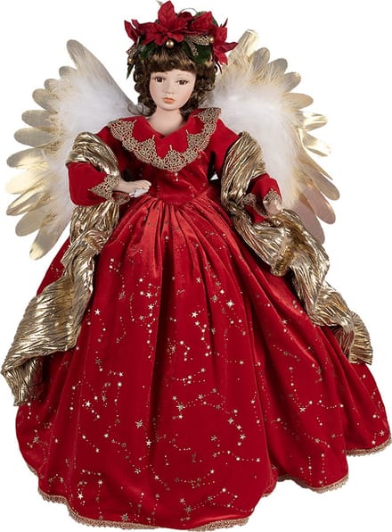 Clayre & Eef Kerstdecoratie Beeld Engel 65 cm Rood Kunststof