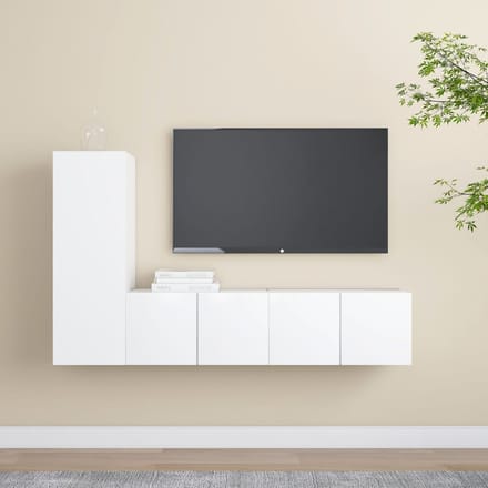 vidaXL - 3-delige - Tv-meubelset - bewerkt - hout - wit