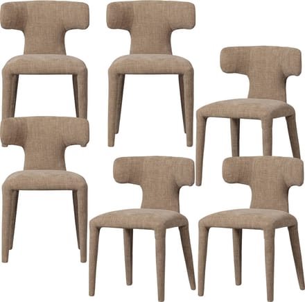 WOOOD Permit Eetkamerstoelen - Polyester - Zand - Set van 6