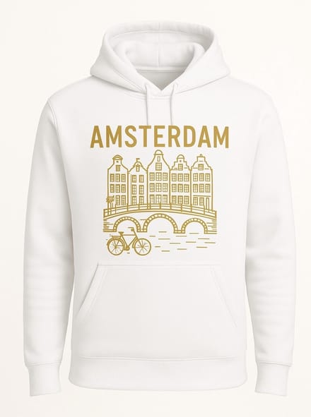 Hoodie Fiets Amsterdam - Wit - M
