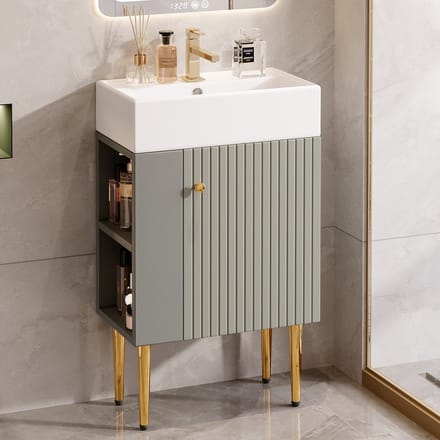 Badkamermeubel - 55 cm - voor Gastentoilet - Compact en Modern Design - MDF - Lichtgrijs
