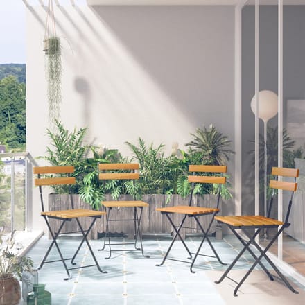 vidaXL - Opklapbare - bistrostoele - 4 - stuks - van - massief - acaciahout